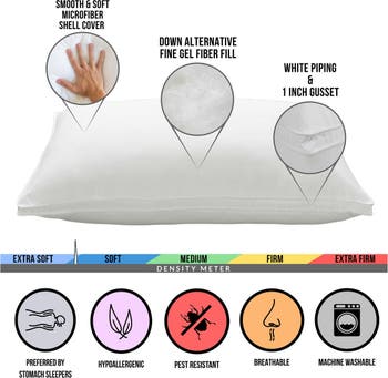 Ella Jayne 100% Cotton Dobby-Box Shell Soft Stomach Sleeper Down Alternative Pillow, Set of 4 - Standard