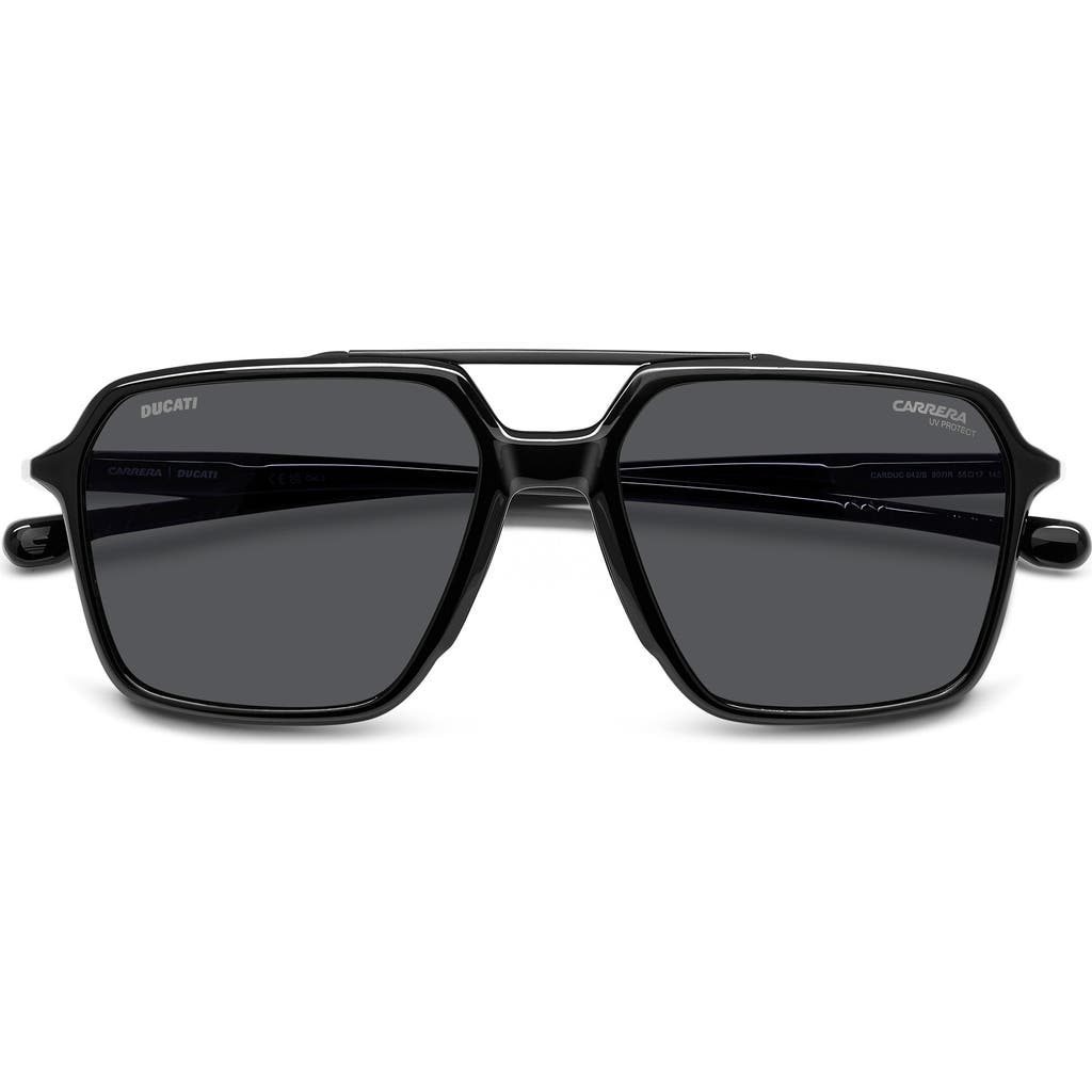 Carrera Eyewear X Ducati 55mm Carduc Rectangle Sunglasses In Black/grey