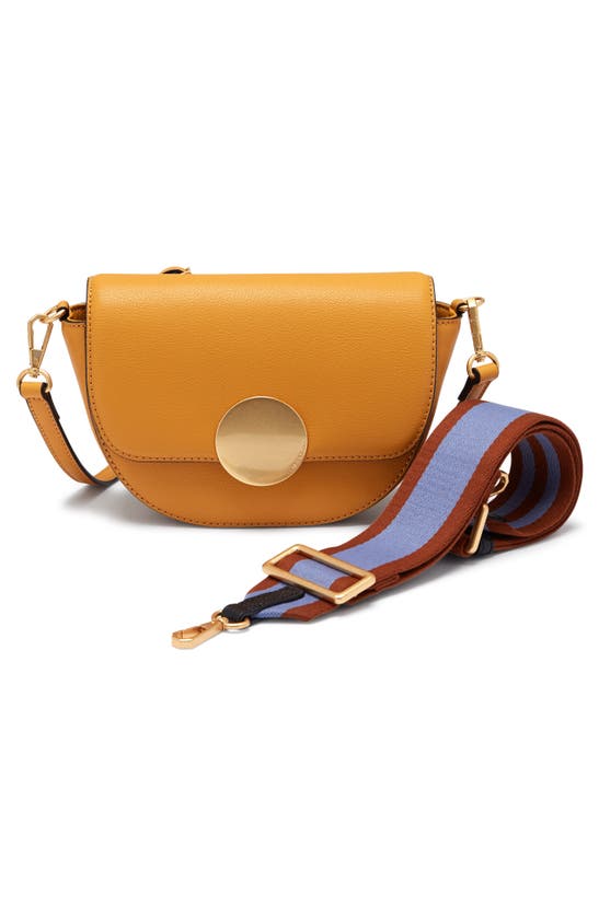 Shop Oryany Lottie Leather Saddle Crossbody Bag In Yellow