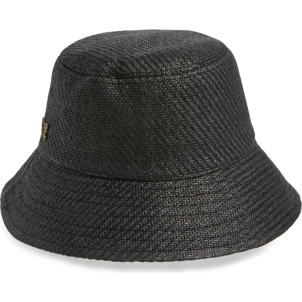 Vince Camuto Straw Bucket Hat In Black