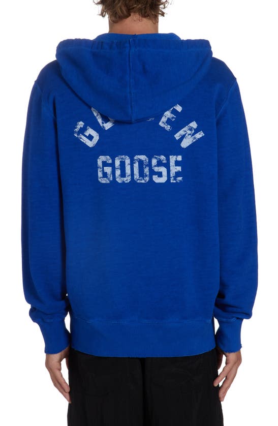 Shop Golden Goose Journey Cotton Zip Hoodie In Mazarine Blue