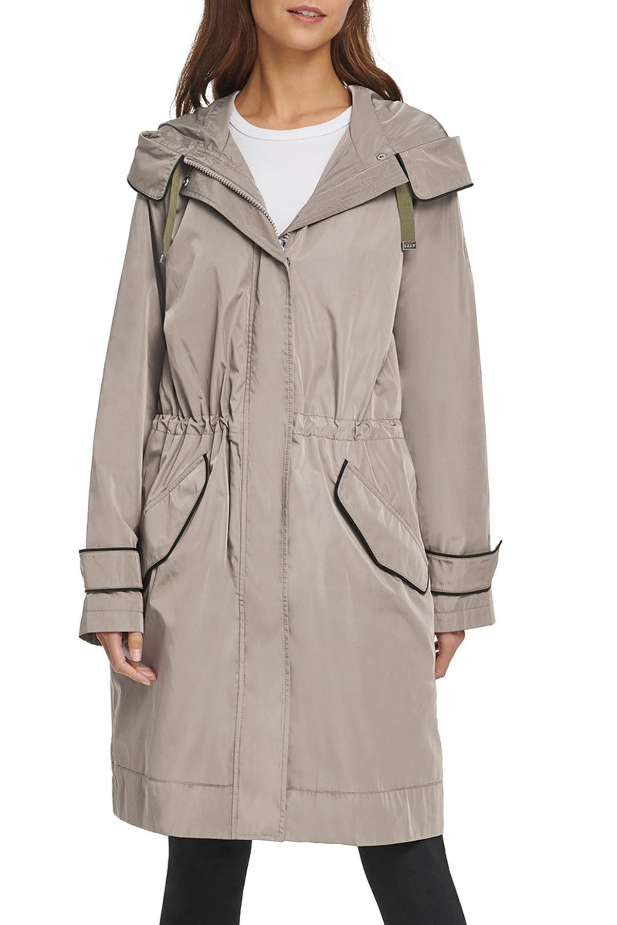 dkny hooded raincoat