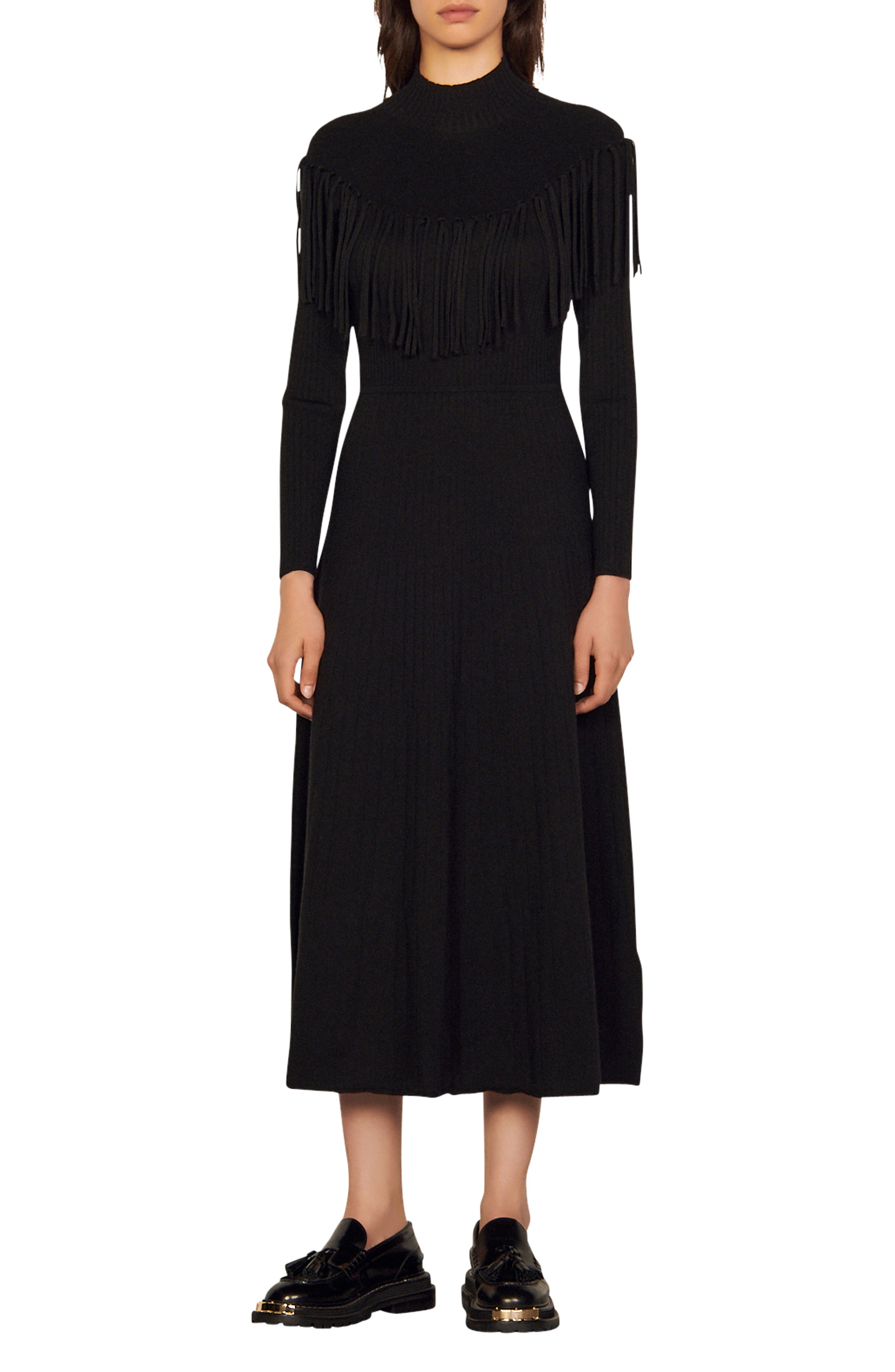 black long sleeve wool dress