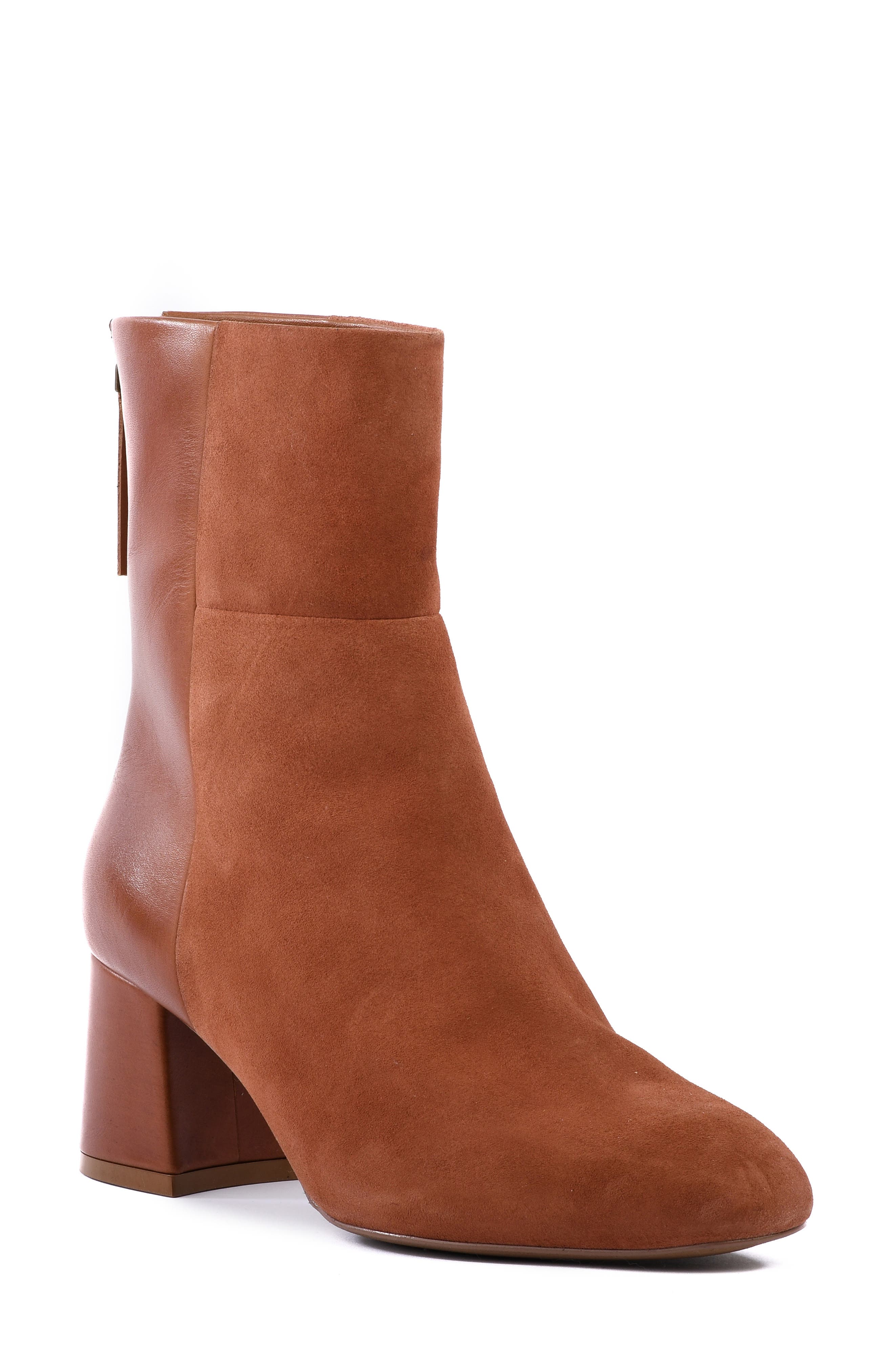 leather cognac booties