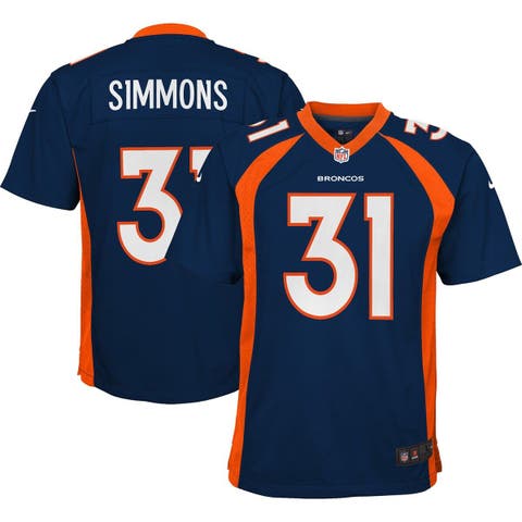 Youth Nike Justin Simmons Navy Denver Broncos Game Jersey Size: Small