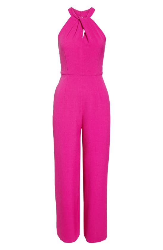 Julia Jordan Halter Wide Leg Jumpsuit In Fuchsia