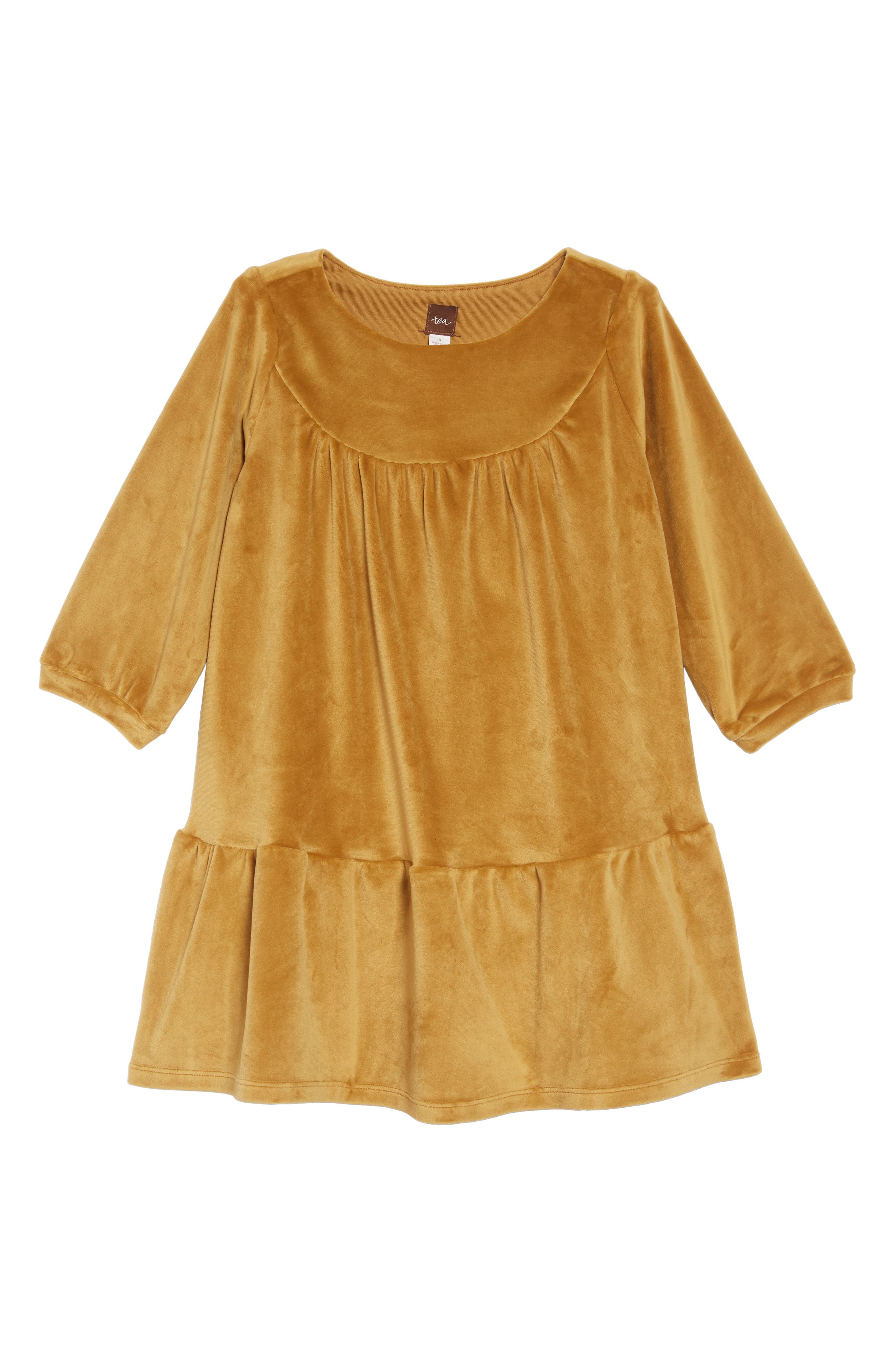 Tea Collection Velour Ruffle Dress (Toddler Girls, Little Girls & Big