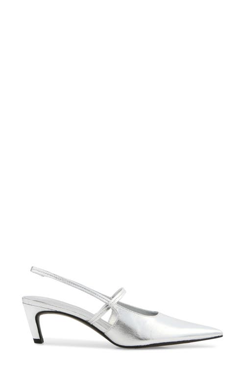 Shop Open Edit Sophia Pointed Toe Slingback Pump In Silver Metallic