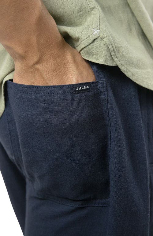 Jachs Linen Blend Pull-on Pants In Indigo
