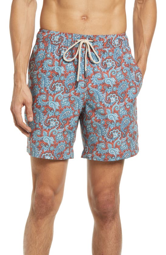 Shop Fair Harbor The Bayberry Swim Trunks In Red Paisley
