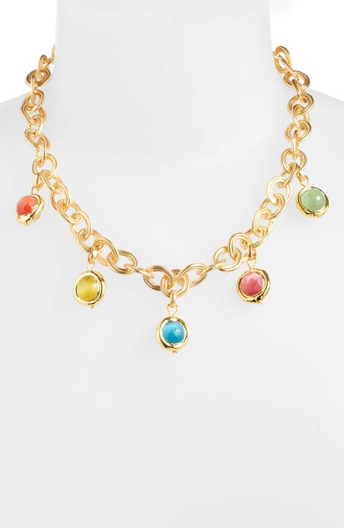 Karine Sultan Crystal Charm Necklace In Gold