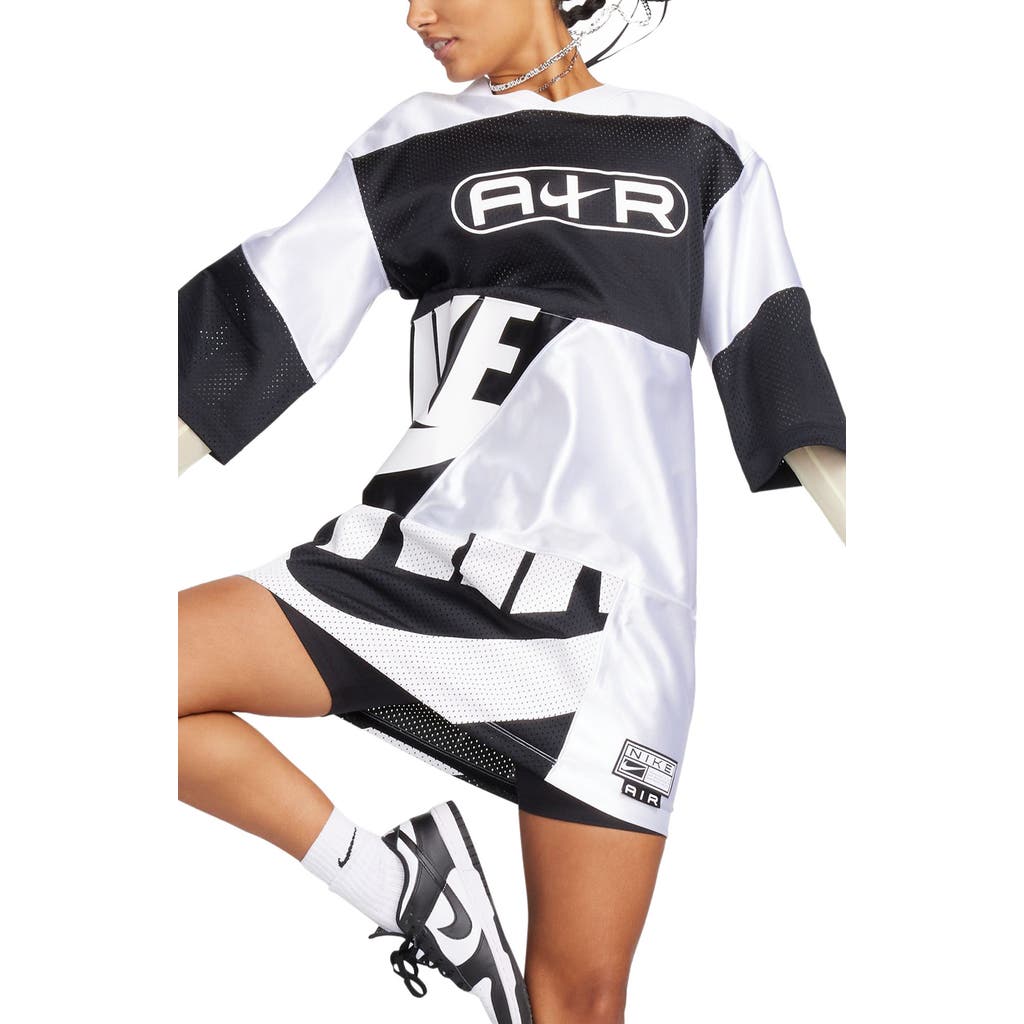 Nike Sportswear Air Jersey Dress In White/black/white