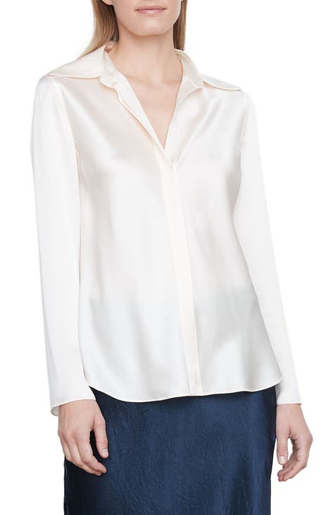 white silk shirt for ladies