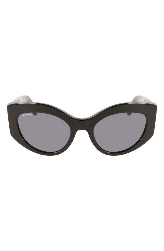 Ferragamo 53mm Gancini Butterfly Sunglasses In Black