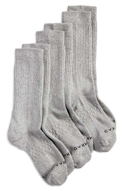 3-Pack Cotton Blend Crew Socks in Hther Grey