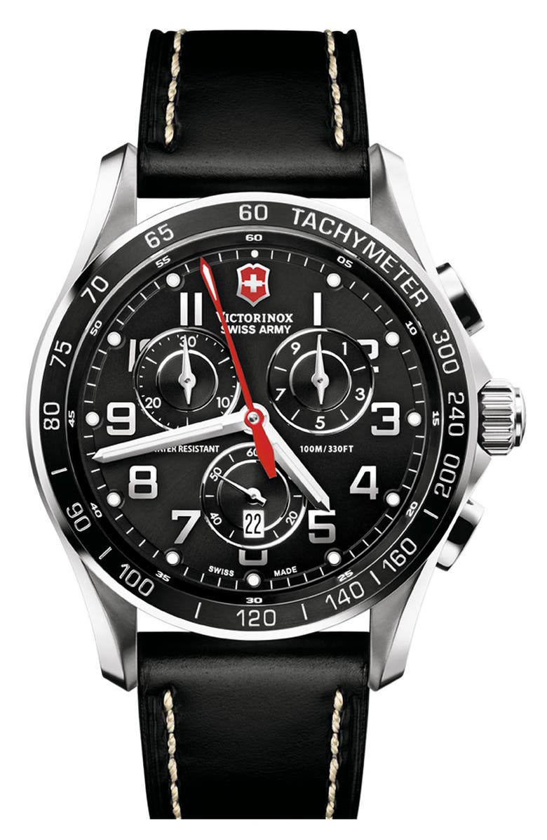 Victorinox Swiss Army® 'Chrono Classic XLS' Leather Strap Watch, 45mm ...