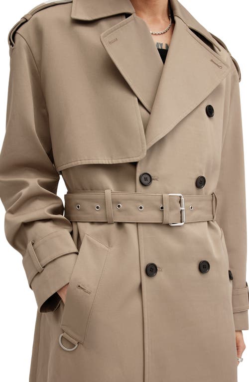 Shop Allsaints Spencer Oversize Trench Coat In Sandy Brown