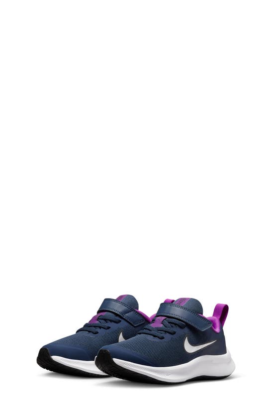 Nike Kids' Star Runner 3 Sneaker In Midnight Navy/ Silver/ Purple