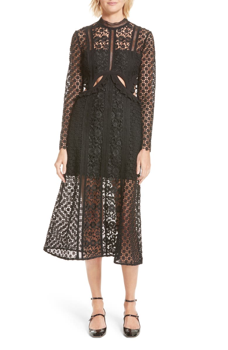 Self-Portrait Payne Cutout Lace Midi Dress | Nordstrom