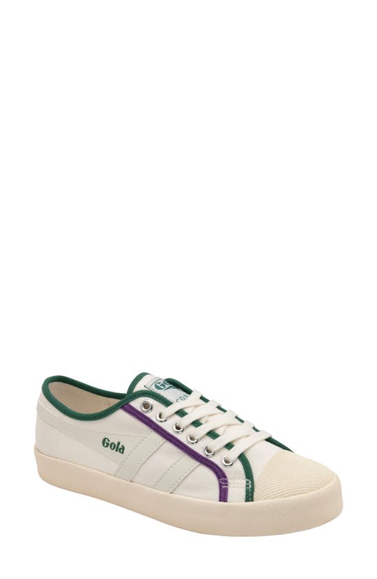 Gola Coaster Smash Sneaker In Off White/ Dark Green Purple