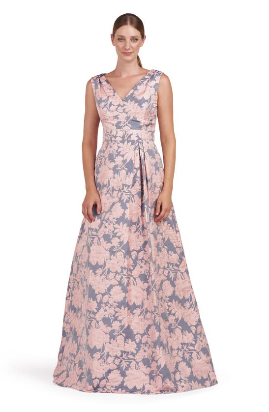 Shop Kay Unger Glenna Pleated Sleeveless Gown In Soft Blush