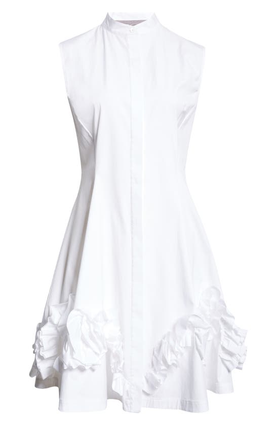 Shop Lela Rose Natalie Ruffle Hem Sleeveless Dress In Ivory
