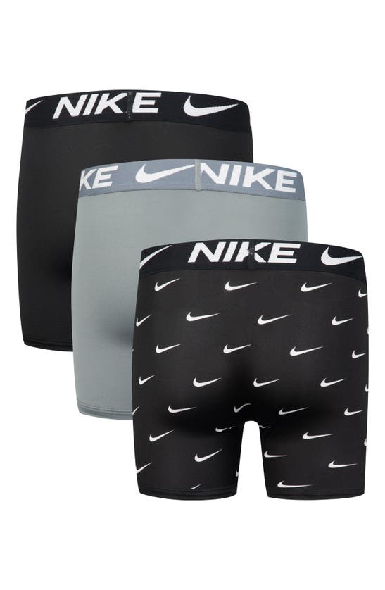 Nike Kids' Assorted 3-pack Micro Essentials Boxer Briefs In Grey/ Black