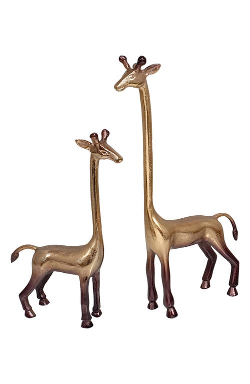 Shop R16 Home Diagle Set Of 2 Giraffe Statues In Gold/bronze