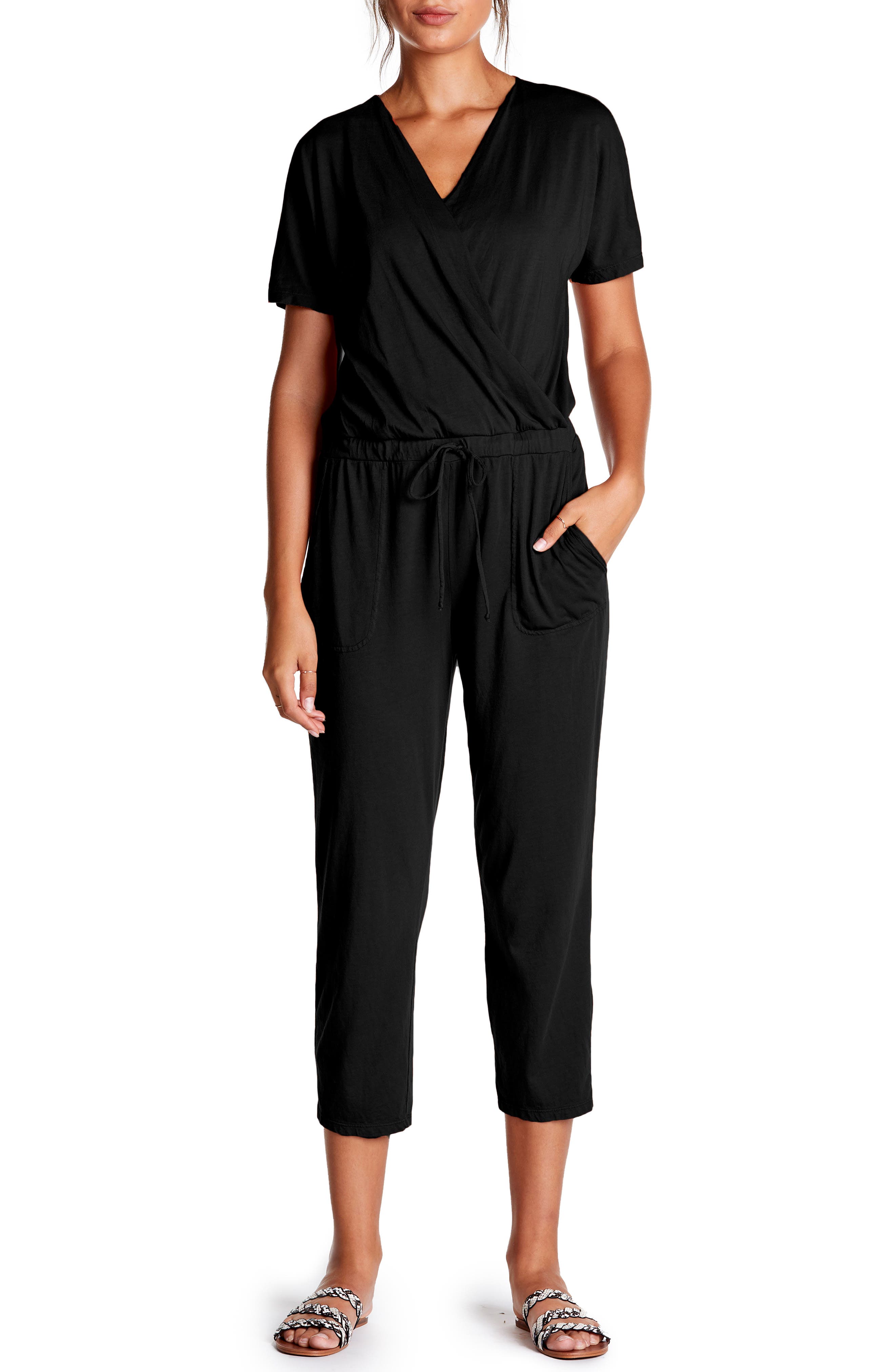 Michael Stars Short Sleeve Cotton Blend Crop Jumpsuit Nordstrom