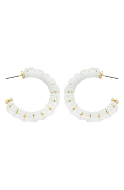 Raffia Wrapped Hoop Earrings in White