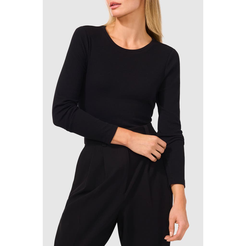 Halogenr Halogen(r) Crewneck Rib Top In Rich Black
