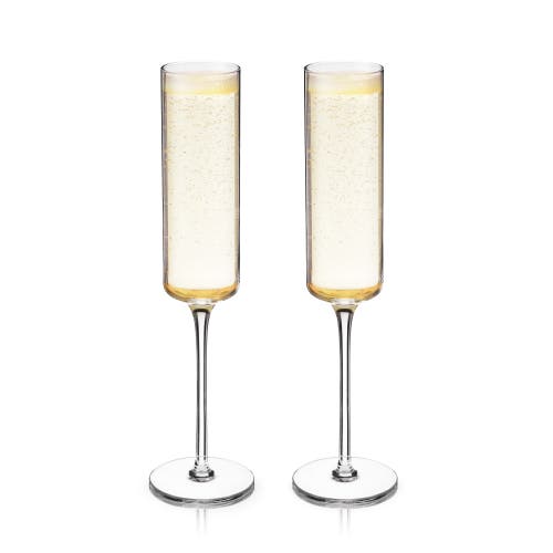 VISKI VISKI LAUREL CRYSTAL CHAMPAGNE FLUTES SET OF 2