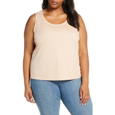 Plus Size Eileen Fisher Scooped Neck Tank, Beige