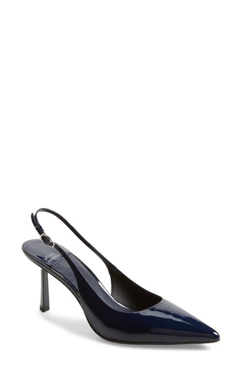 Gambol Slingback Pointed Toe Pump in Navy Patent