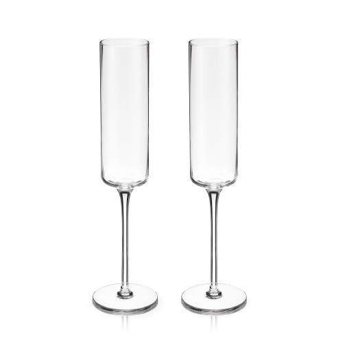 VISKI VISKI LAUREL CRYSTAL CHAMPAGNE FLUTES SET OF 2