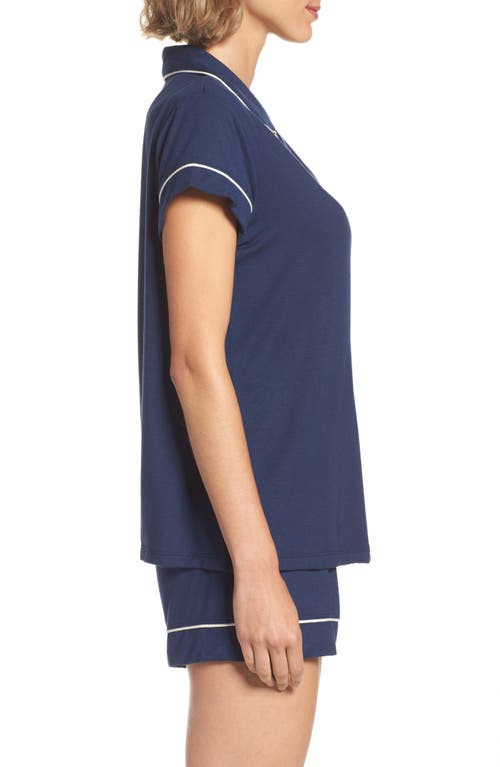 Shop Eberjey Gisele Jersey Knit Shorty Pajamas In Navy/ivory