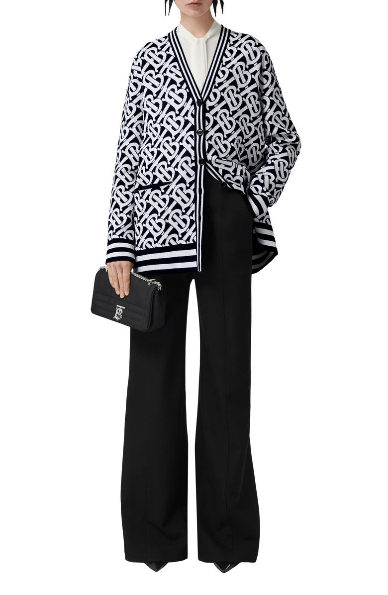Maddox TB Logo Jacquard Wool Blend Cardigan