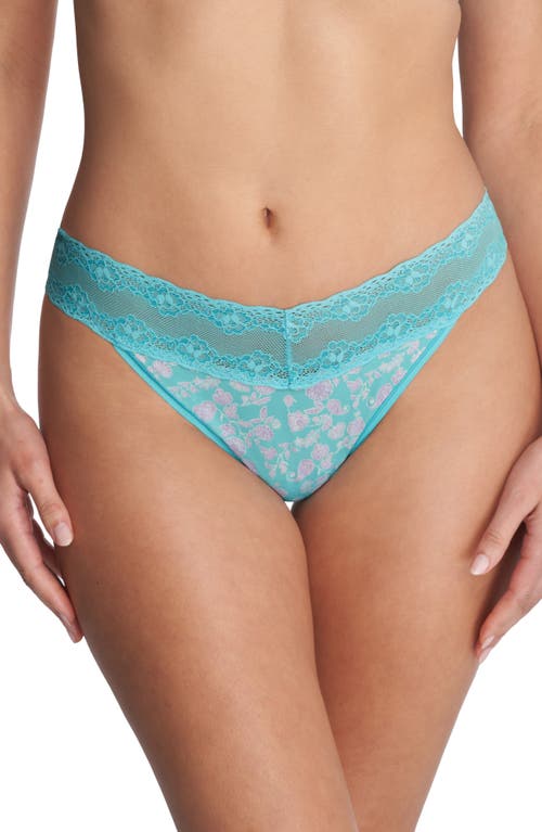 Shop Natori Bliss Perfection Thong In Teal Sanrm