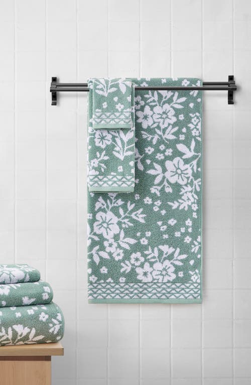 Lucky Brand Folk Floral 6-piece Assorted Towels In Iceberg Green