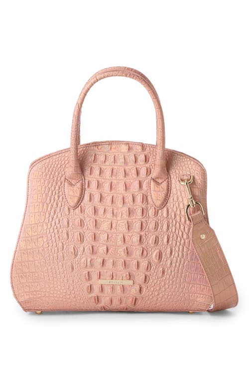 Brahmin Rosetta Croc Embossed Leather Satchel In Rose Gold