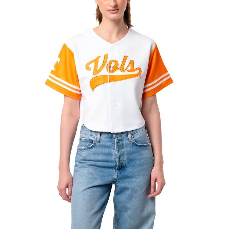 Shop Established & Co. White Tennessee Volunteers Baseball Jersey Cropped T-shirt