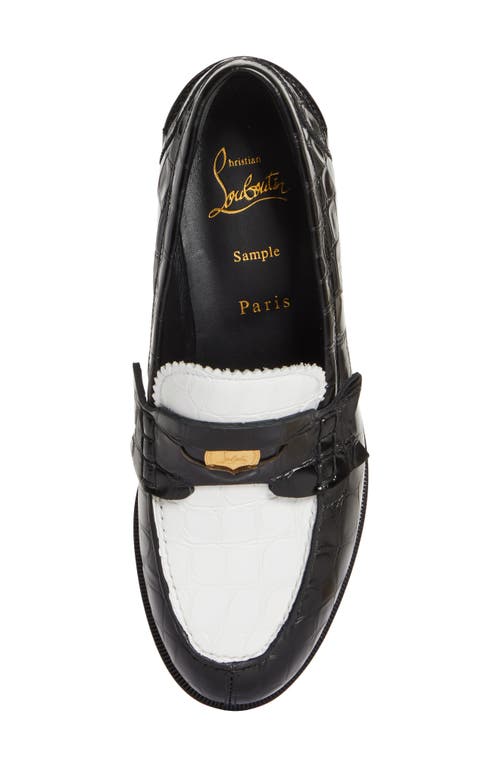 Shop Christian Louboutin Penny Loafer In White/black