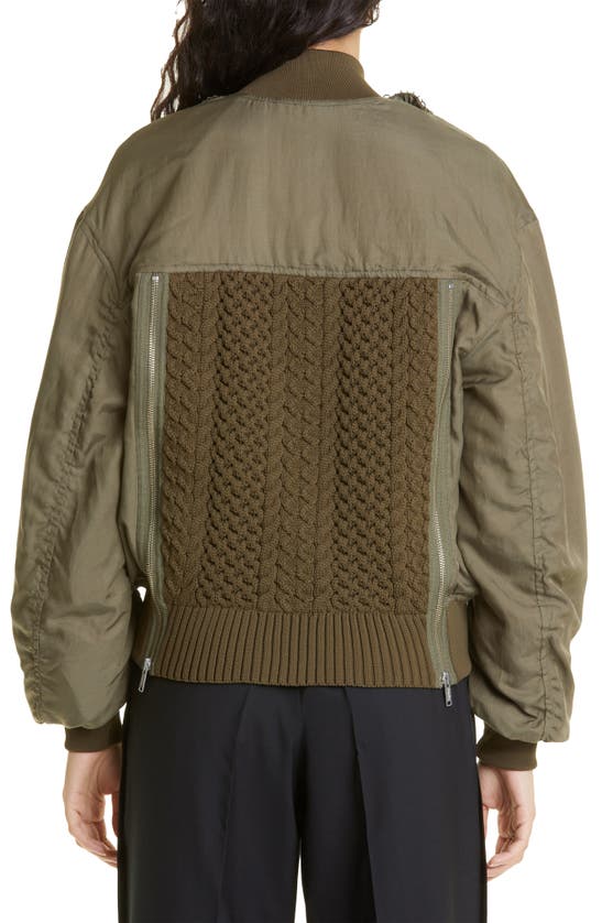 UNDERCOVER SKULL APPLIQUÉ MIXED MEDIA COTTON & SILK BOMBER JACKET