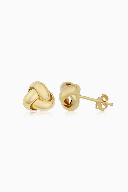 Oradina 14k Yellow Solid Gold Forget Me Knot Studs In Yellow Gold