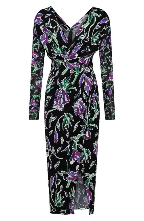 Shop Diane Von Furstenberg Vivianne Floral Long Sleeve Midi Dress In Tulip Fields Vt Lg/sm