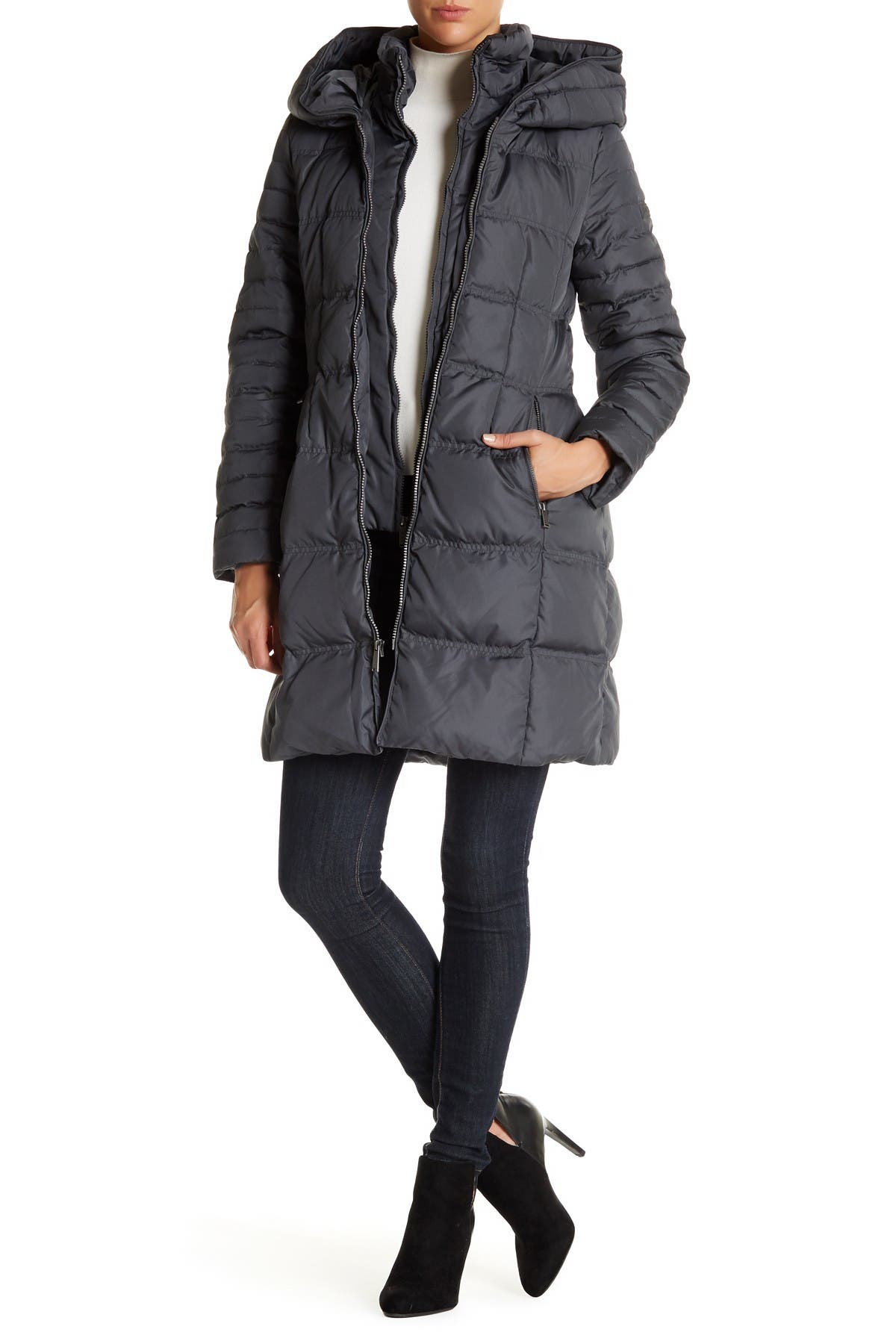 dkny hooded down puffer coat