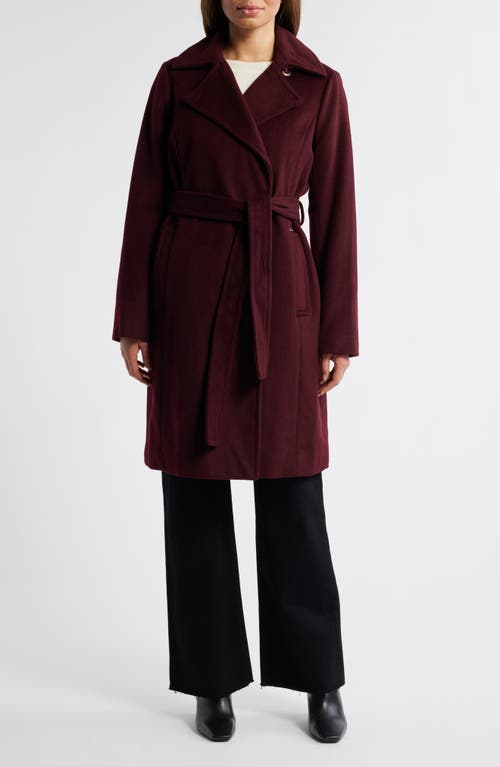 Michael Michael Kors Belted Wool Blend Coat In Merlot