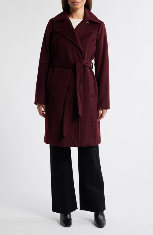 MICHAEL Michael Kors Belted Wool Blend Coat in Merlot 