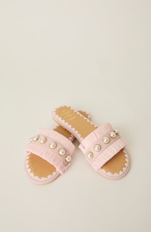 Shop Btb Los Angeles Valentina Fringe Slide In Light Pink