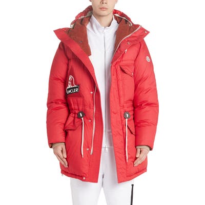 Moncler Dedion Quilted Hooded Parka, Red